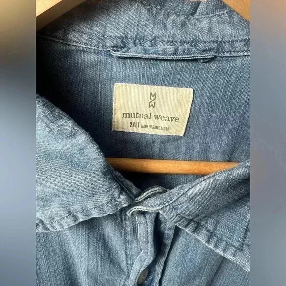 Mutual Weave Mens Denim Short Sleeve Button Up Shirt Size 2XL - Picture 7 of 8